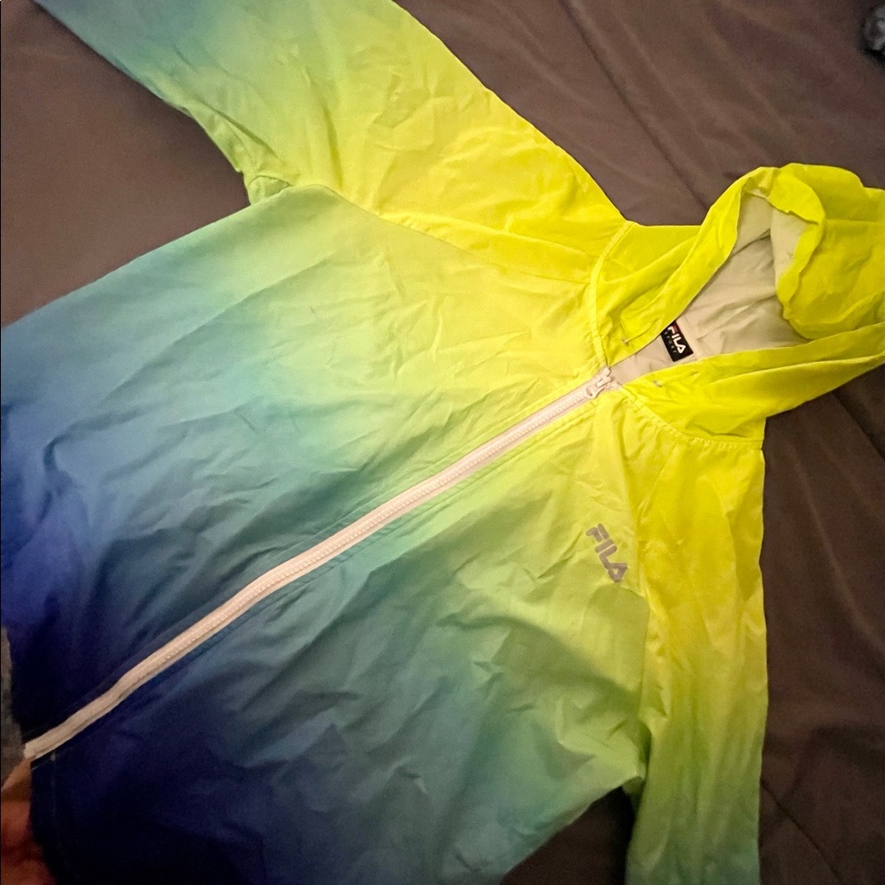 Yellow and blue ombré Fila wind breaker